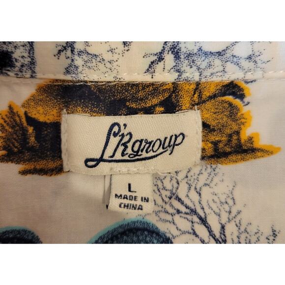 Lifted Research (LR) Group Hawaiian Button Up Shirt Large Ocean Life Octopus - Picture 5 of 8